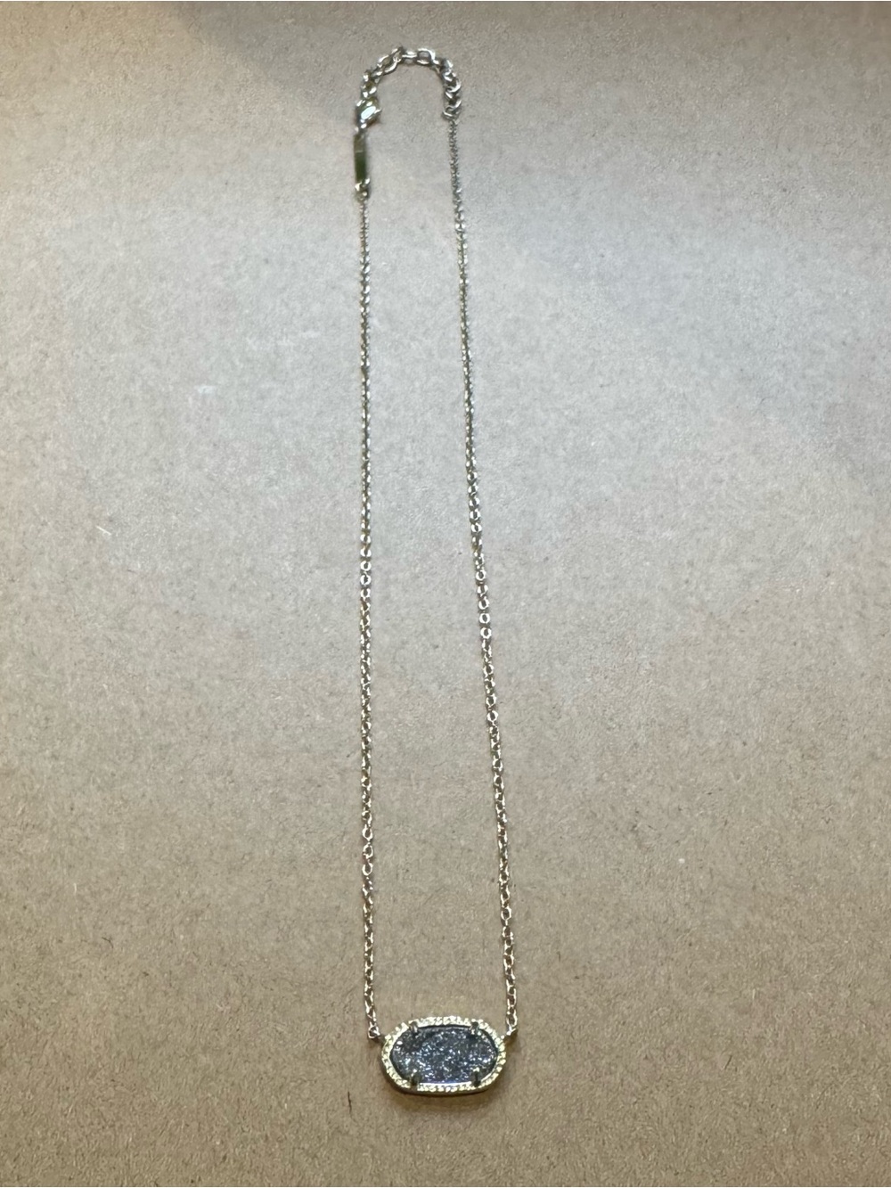 Kendra Scott Gold Necklace with Gray Druzy Pendant - Picture 1 of 1